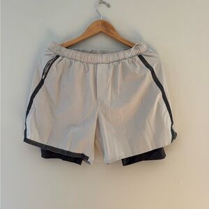 lululemon athletica Light Gray and Black Athletic Shorts